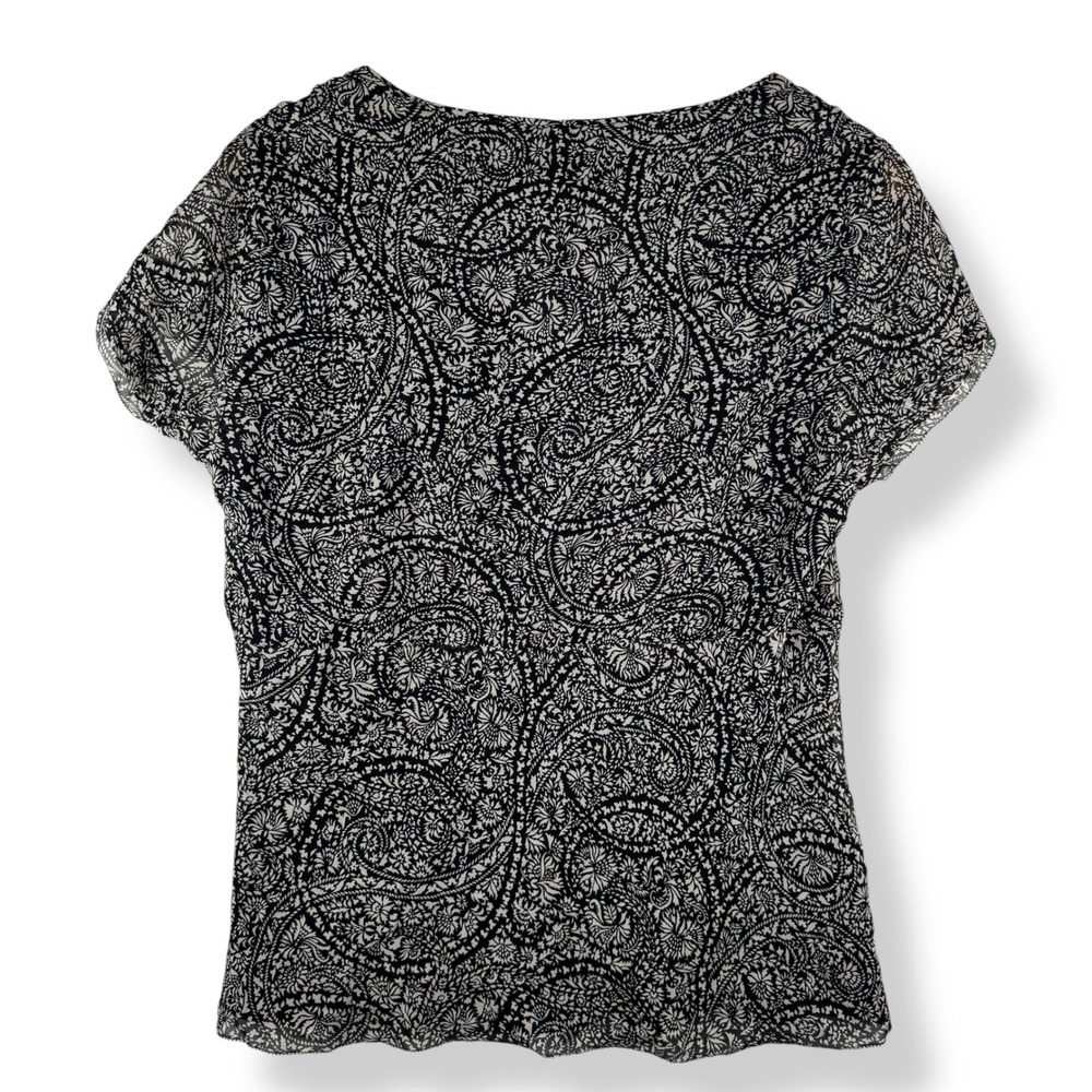 Womens 100% Silk Babydoll Top Size 10 Romantic Peasant Paisley Feminine Blouse - Picture 12 of 12